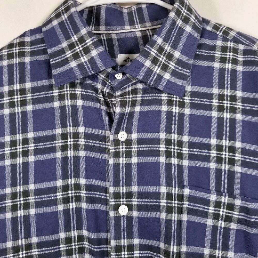 PETER MILLAR Shirt Men’s XL Autumn Soft Button Up  Plaid  Navy  MF21W13USL
